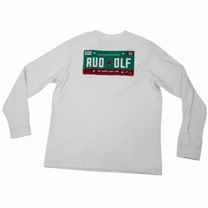 Vineyard Vines Men’s Size Large Rudolph Christmas long sleeve shirt white